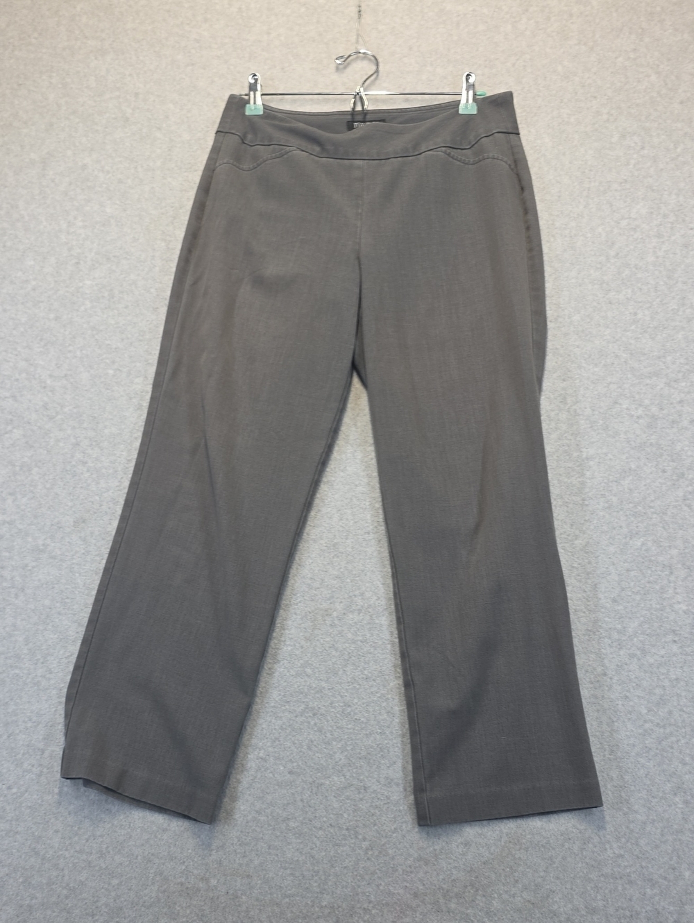 Roz & Ali Petite 8 Gray Straight Leg Career Dress Pants Stretch Office Slacks